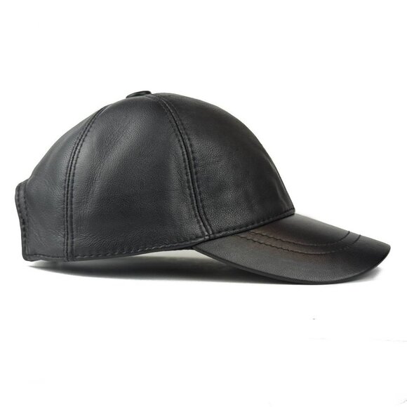 2 Pack Genuine Leather Ball Cap - Adjustable Baseball Hat Black & Bordo Color - Picture 4 of 13